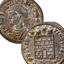 Constantine II son of "the Great" RARE in RIC. MINT STATE! SILVERED fOLLIS Coin
