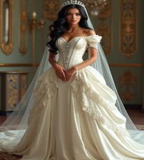 Victorian Wedding Dresses Off Shoulder Tiered Ruffles Medieval Vintage Garden
