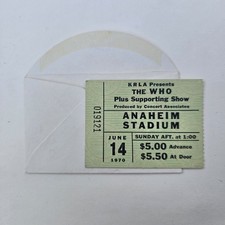 THE WHO Original 1970 CONCERT TICKET STUB__Anaheim Stadium  KEITH MOON