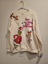 The Grinch Sweatshirt Juniors Large Cream New With Tags