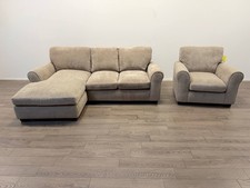 Taylor Beige Fabric Left Hand Corner Chaise Sofa and Armchair Set
