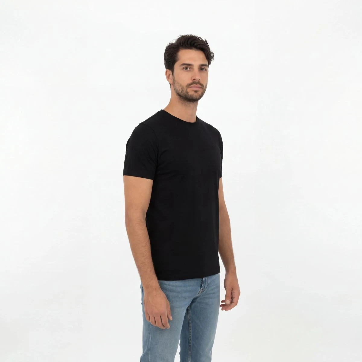 Men's Bamboo Organic Cotton T-Shirt Crew Neck Moisture Wicking Tee Black NWT - product detail image 6