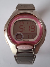 Casio Illuminator Ladies Digital Watch-Pink Dial Stainless Strap LW-200 Working