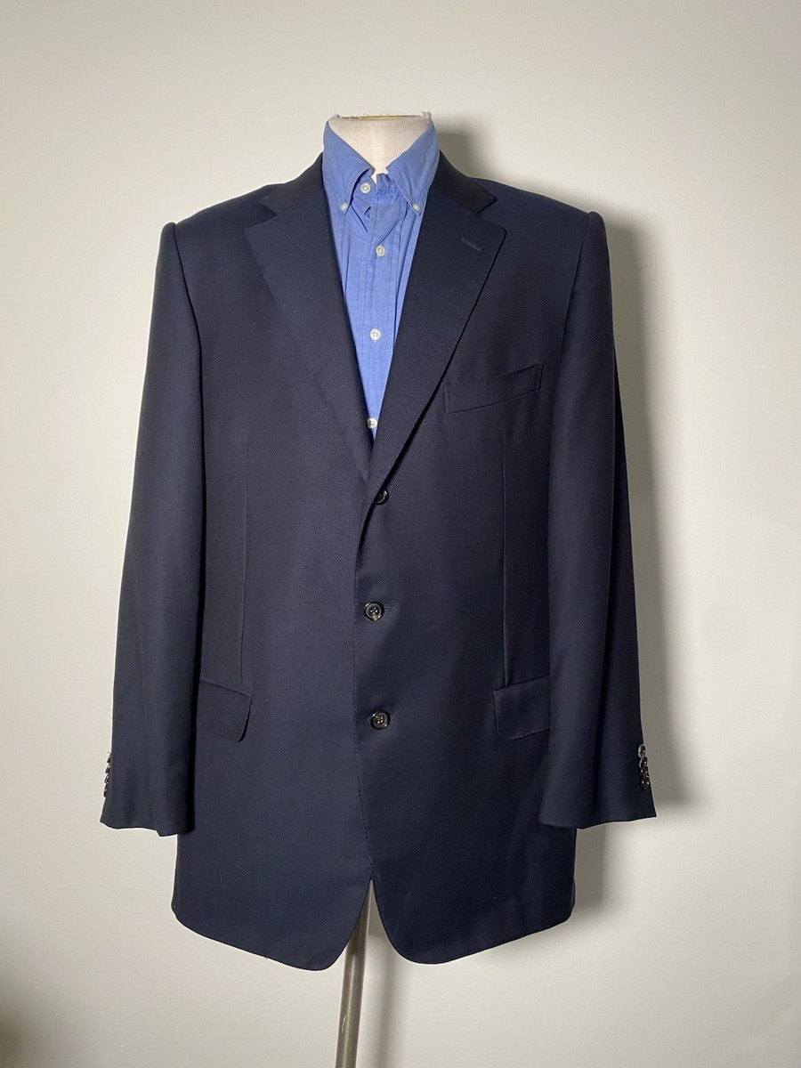 44XL Ermenegildo Zegna CUSTOM High Performance Blu Hopsack Canvas Blazer 44L View 3