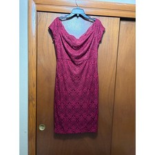 GUESS Women's L Burgundy Lace Off Shoulder Bodycon Dress Romantic Cocktail