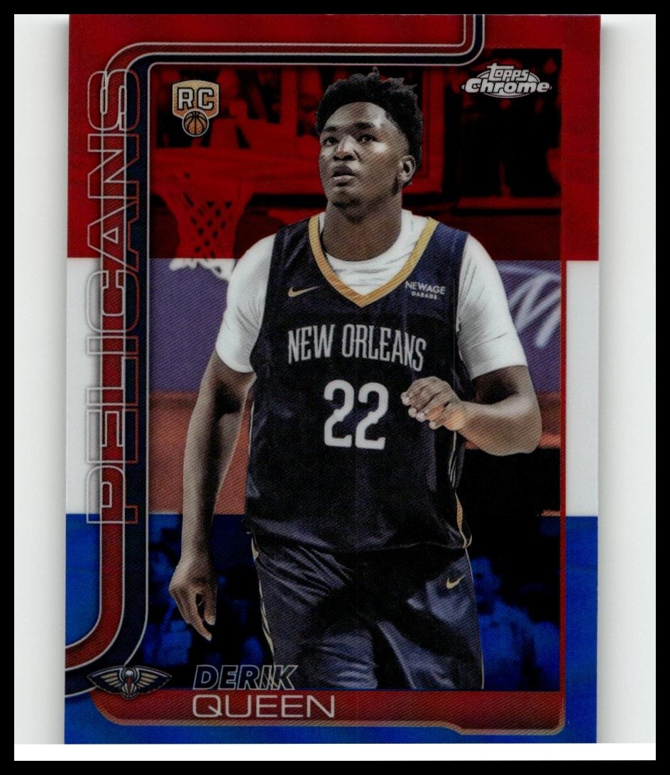 2025-26 Topps Chrome Derik Queen Red White and Blue Refractor #263