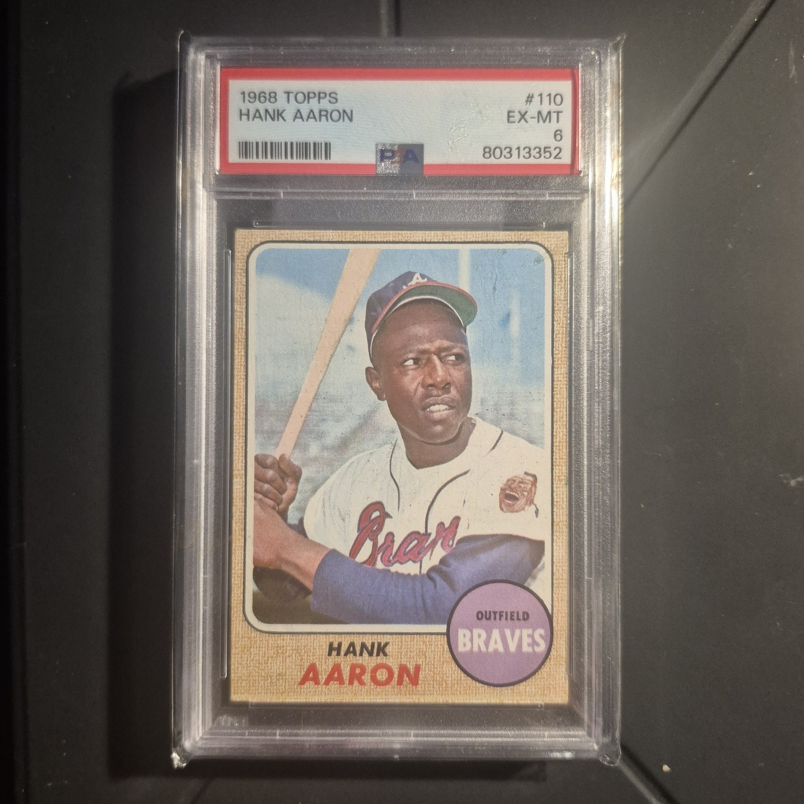 1968 Topps Baseball #110 Hank Aaron PSA 6 Great Centering