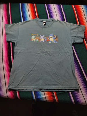 VTG Pokemon Squirtle Wartortle Blastoise Evolution 1999 T-Shirt Size Youth XL 