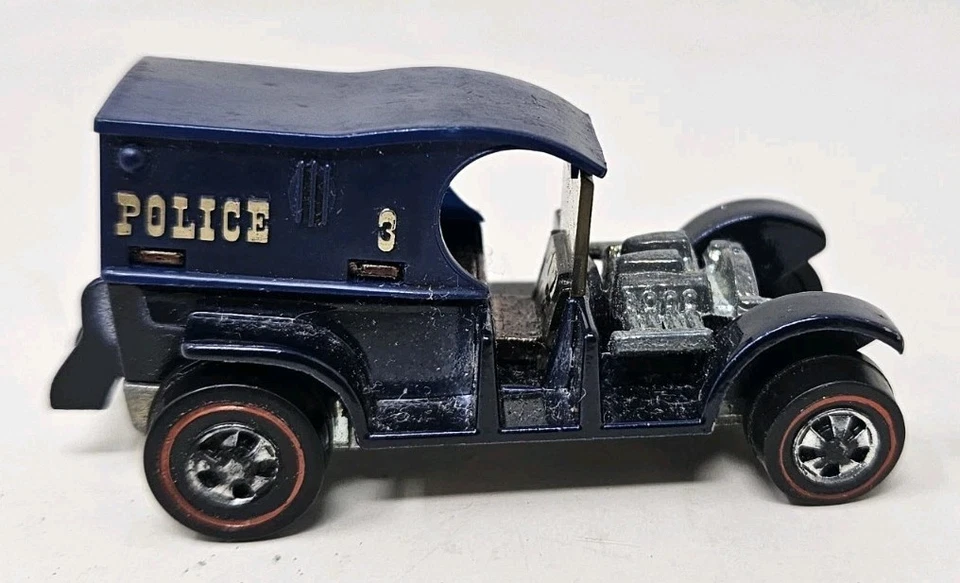 1969 Hot Wheels Hot Wheel Redlines Mattel Paddy Wagon Police in Dark Blue - Image 2 of 4