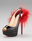 100% AUTH NEW WOMEN LOUBOUTIN LADY FUR 150 PATENT SLINGBACKS PUMP/HEEL US 9.5 — photo 1