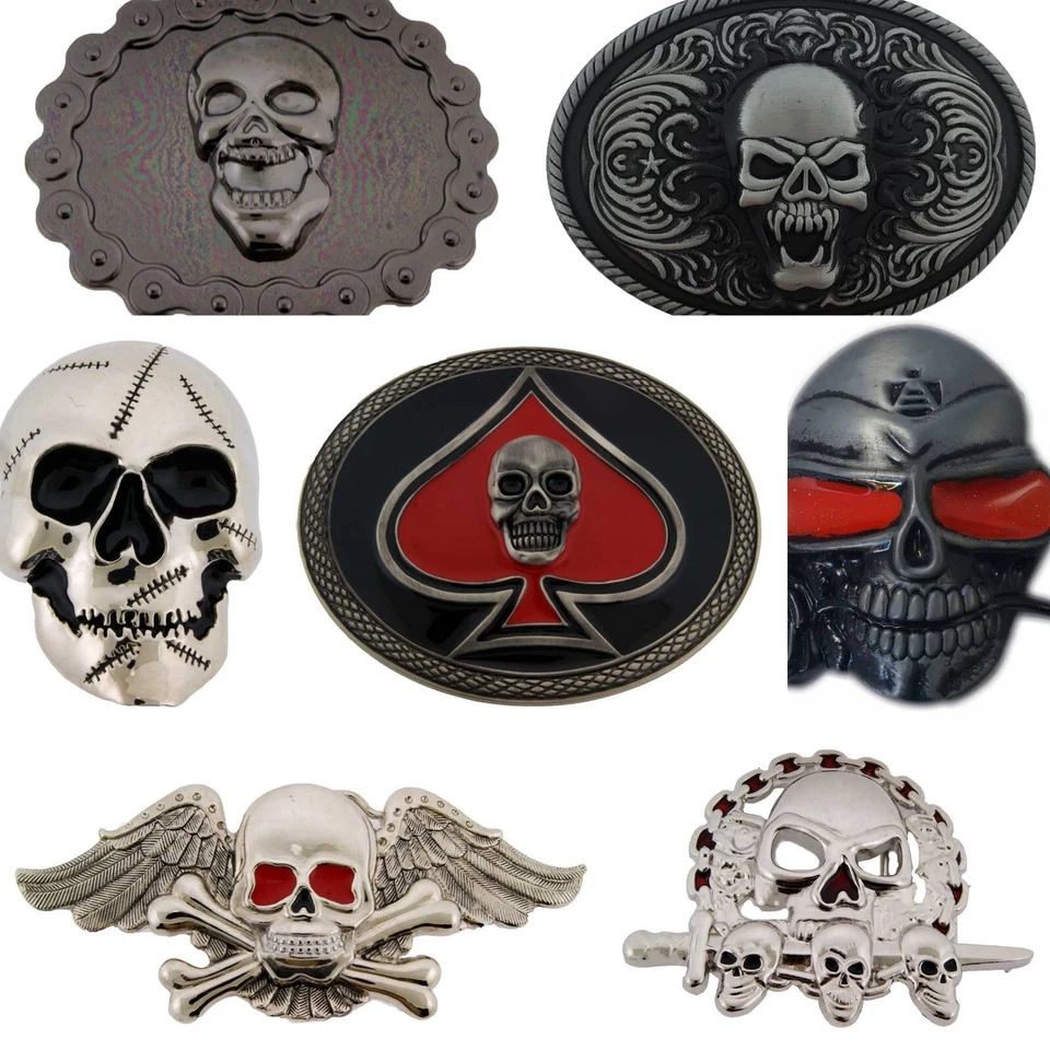 Calavera Esqueleto Antiguo Vintage Metal Hombre Hebilla Cinturón Halloween Mujer Disfraz Foto 3 de 4