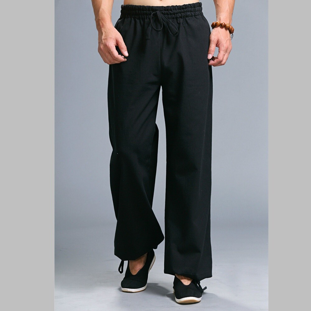 Y’s for Men Mint Cotton Wide Pants BLK 4 gvdentm Men's Pants Men Lightweight Solid Drawstring Wide