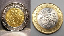 SAN MARINO 500 & 1000 Lire Bimetalliche dal 1982 al 2001 FDC (UNC)