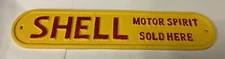 Cast Iron SHELL MOTOR SPIRIT SOLD Gasoline Sign Motor Oil Pump Plate Vintage