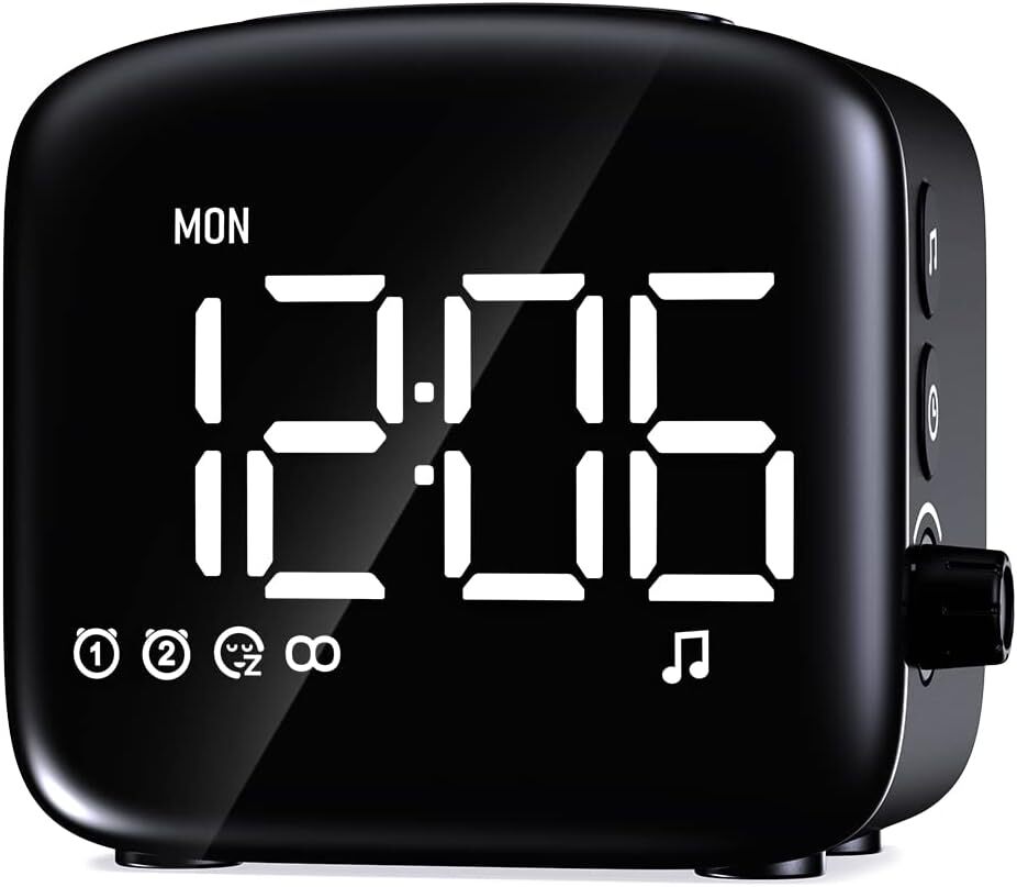 Large LED digital wake-up alarm clock with electronic alarm