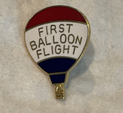 First Balloon Flight Air Balloon Pin Lapel Red White Blue