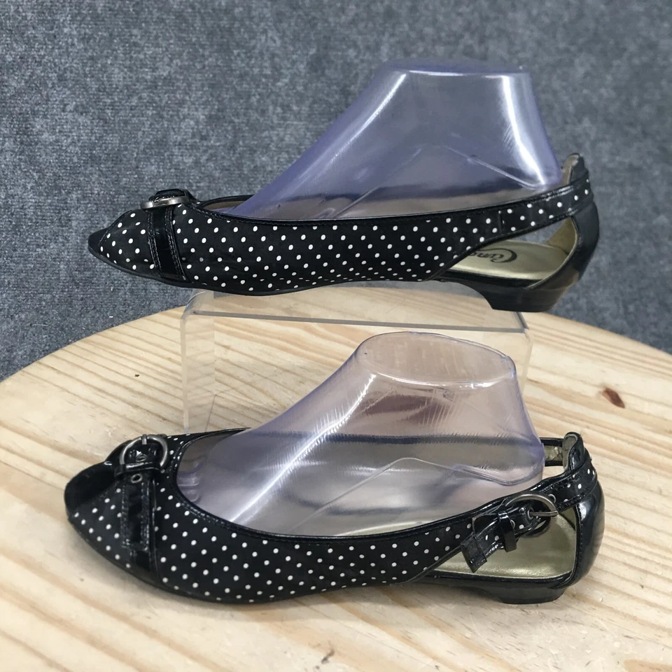 Candies Shoes Womens 9.5 M Clique Slingback White Polka Dot Faux Leather Casual - Image 2 of 4