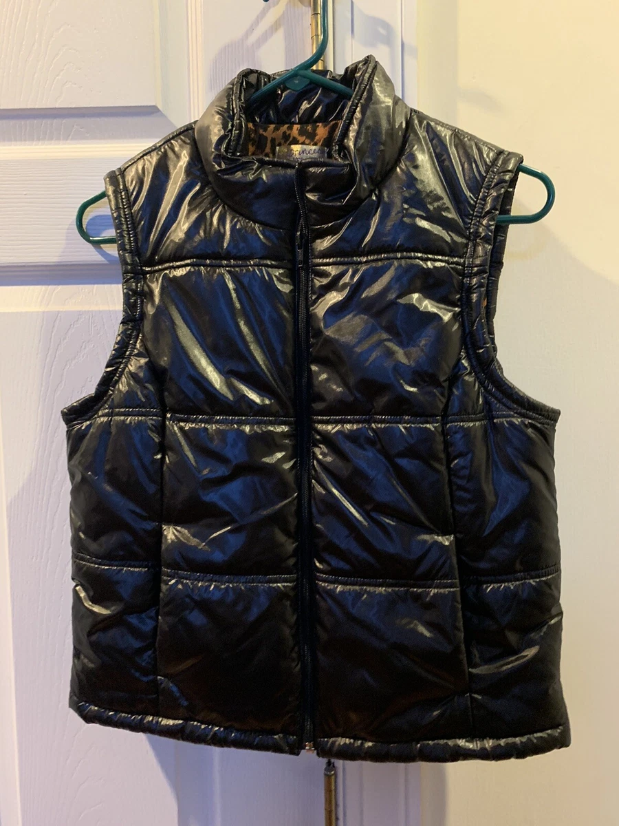 Girls Princess Vera Wang Black Leaopard Print Puffer Vest Size ...