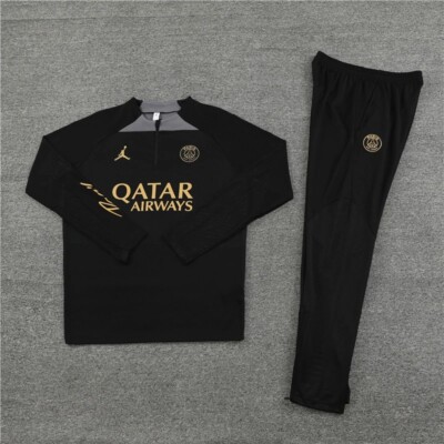 Training Tracksuit Black And Gold Psg Soccer Tracksuit Psg