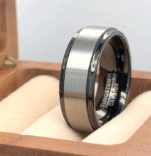 8mm Flat Black Tungsten Wedding Ring Gray Brushed Finish Band Christmas jewelry