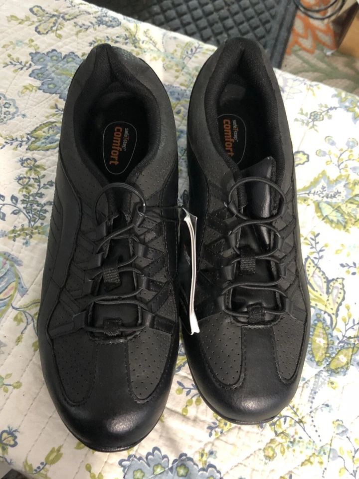Zapatos con cordones negros para mujer diseñados por Safe T Step talla 10W antideslizantes Foto 3 de 4