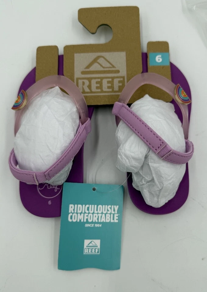 NUEVO REEF Niño Pequeño/Niño Pequeño Encantador Chanclas Zapatos Púrpura Talla Niño Pequeño 6 Nuevo con Etiquetas Foto 2 de 4