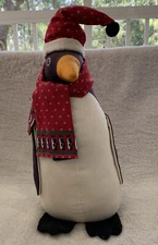 Penguin 20” Stuffed Animal Penguin Holiday with Scarf and Hat Handmade Vintage