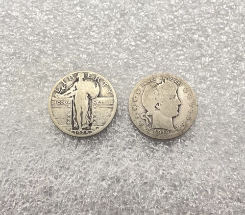 Liberty Quarter 1925 and Barber Quarter 1916-D | Lot of 2 | 90% Silver