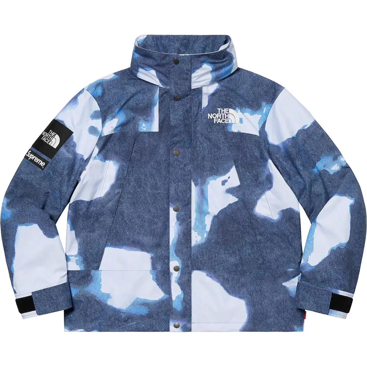 Supreme x The North Face Bleached Denim Print Mountain Indigo Jacket Size S