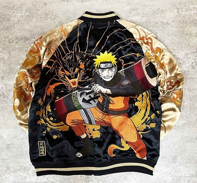 Sukajan NARUTO Uzumaki Naruto Embroidery souvenir reversible Black