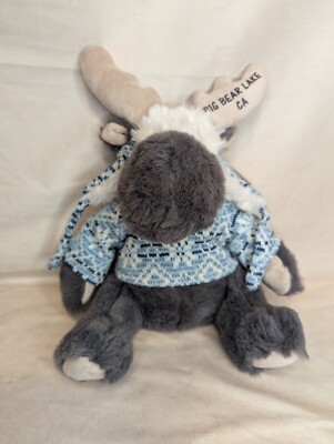 NWT DolliBu Plush Moose Stuffed Animal w/Sweater and Hat Big Bear Lake CA 