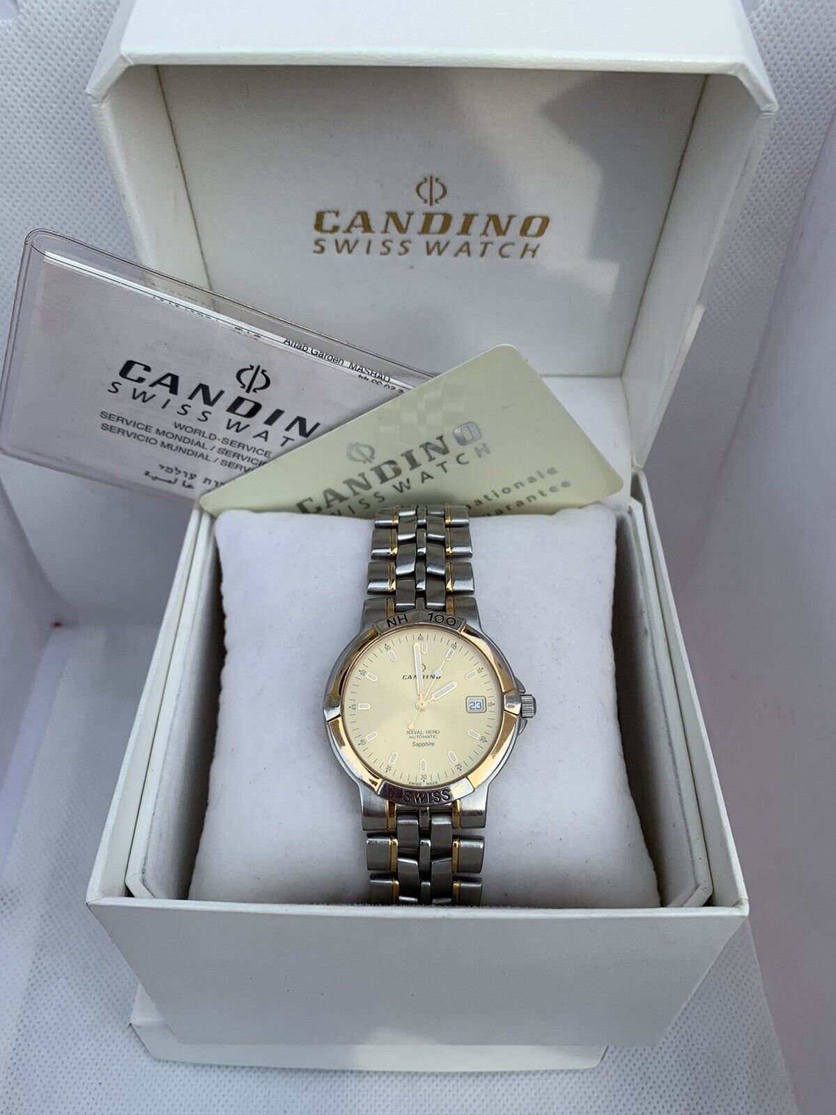 Candino Naval Hero Automatic Sapphire Vintage Wrist Watch Swiss Made 100m 25 J