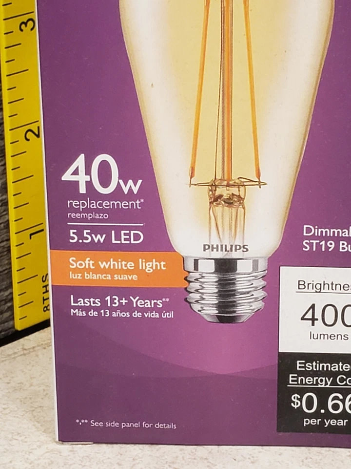 40 Watt 40w Phillips ST19 LED Dimmable Soft White Light Bulb 400Lmn - Image 3 of 4