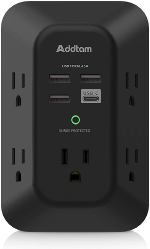 Caricabatteria da parete USB protezione da sovratensioni - 5 prese extender con 4 porte di ricarica USB - Foto 12 di 12