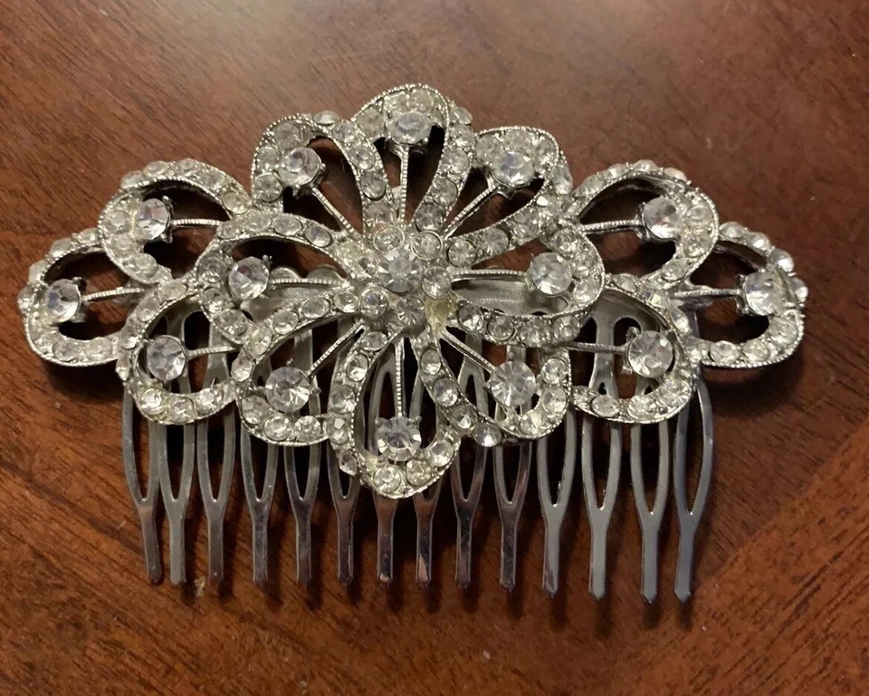 Bridal Wedding Rhinestones Metal Hair Comb 4” Prom Formal Pageant - Image 2 of 4