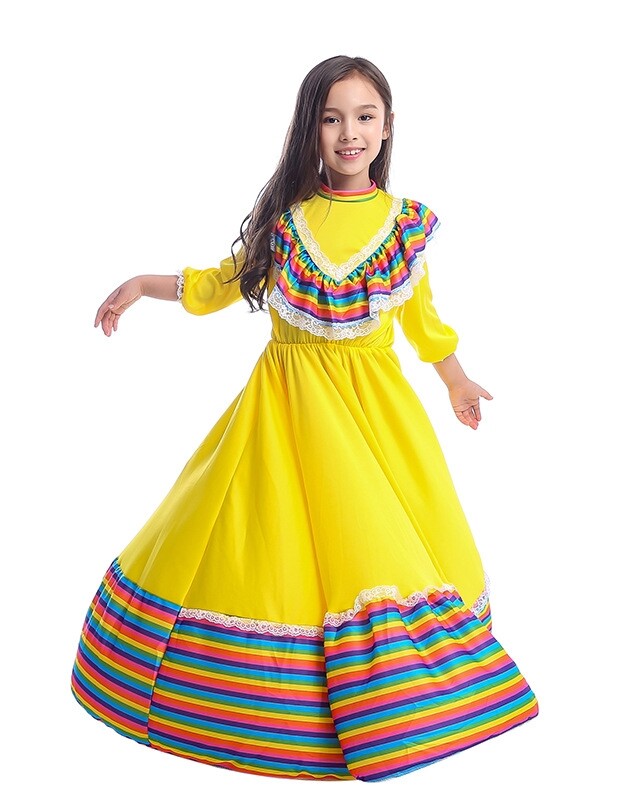 Girls Spanish Princess Flamenco Costume Dancer Mexico Mexican Salsa Kids  Dress | eBay