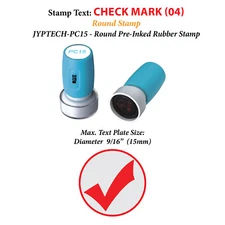 "Check Mark"  Round Stamp JYP PC15 Pre-Inked Rubber Stamp