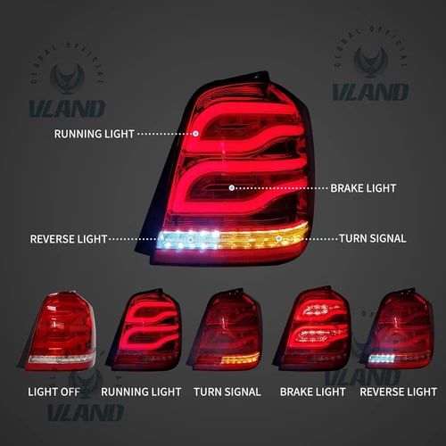 VLAND LED Headlights + Red LED Tail Lights Rear For Toyota Highlander 2001-2007 - Picture 9 of 19