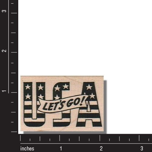 Mounted Rubber Stamp, Lets Go USA, America, Patriotic, US Flag, Stars ...
