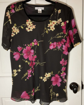 DRAPERS & DAMONS WOMENS TOP & SKIRT SIZE 18 BLACK PINK YELLOW FLORAL NEW