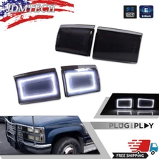 For 1988-1993 C K 1500 2500 3500 Suburban Blazer Side Marker 4PC Smoke White LED