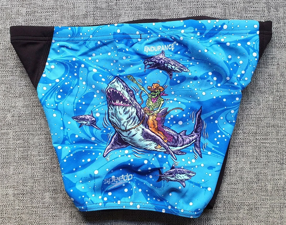 SPEEDO Boys Endurance Shark Rodeo Aquashort Swimmers Size 12 Blue