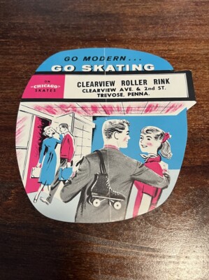 Original Vintage Roller Skating Rink Sticker Clearview Trevose PA Decal Label