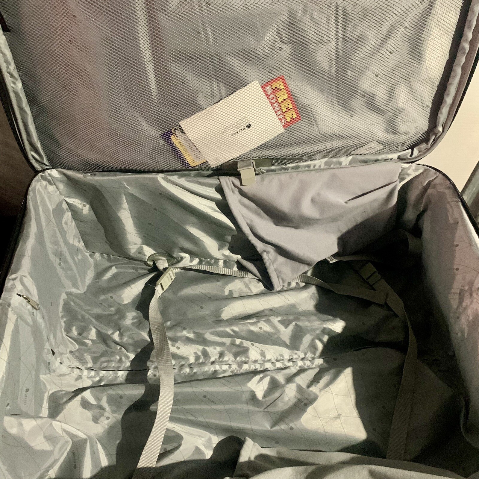 Purple Delsey Large Luggage on Wheels Adjustable Handle