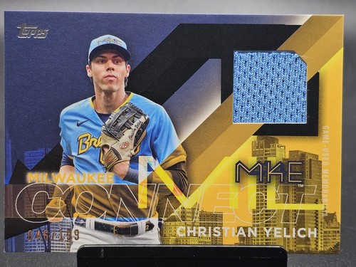 2024 Topps Series 1 City Connect Relic Black Christian Yelich /199 Brewers - Bild 1 von 3