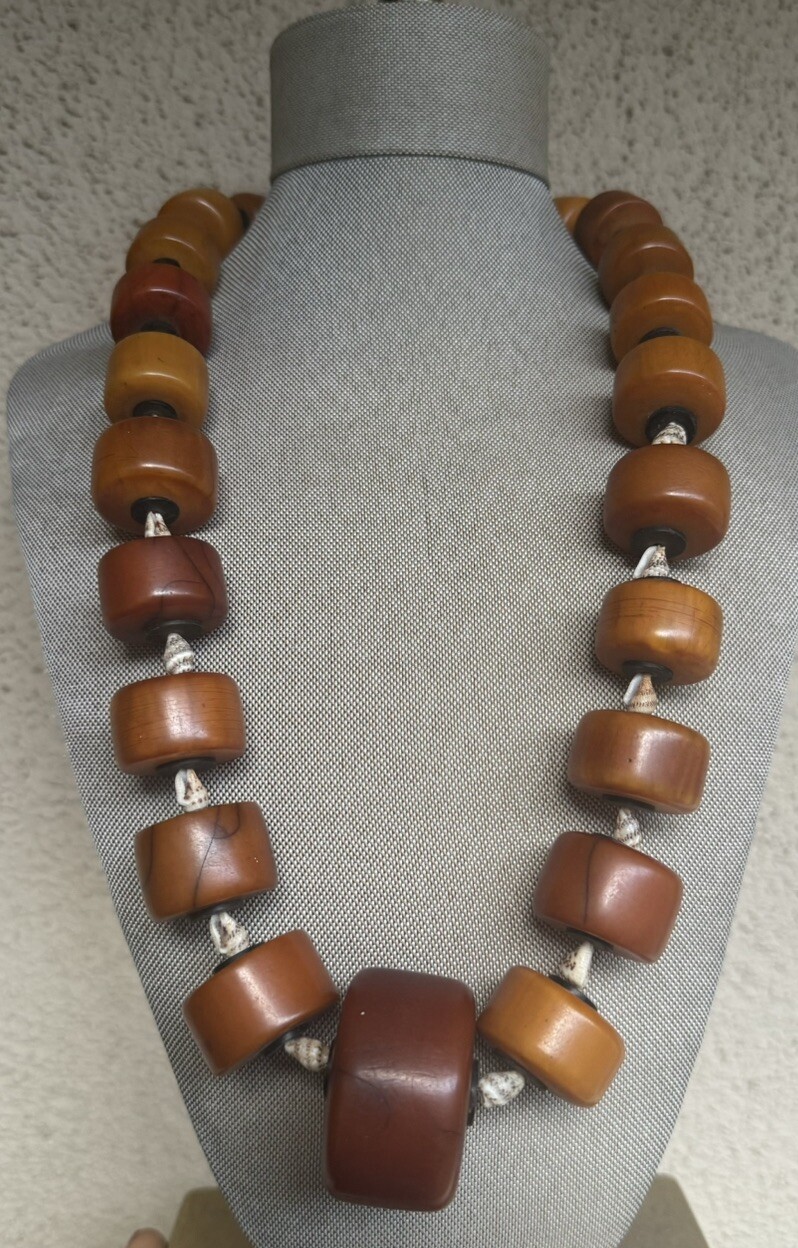 African Caramel Butterscotch Faturan Bakelite Amber Bead Necklace