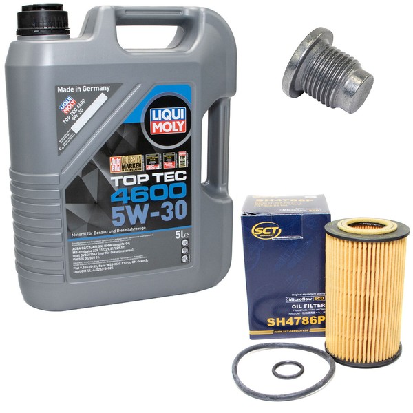 MotoröL Set 5W-30 5 Liter + ÖLfilter SH 4786 P + Schraube FüR Renault Twingo 1.2-image