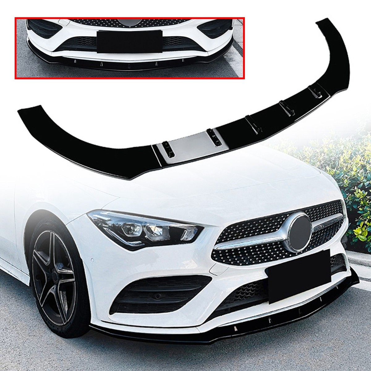 For Mercedes Benz CLA C118 X118 2020-2023 Glossy Black Front Lip