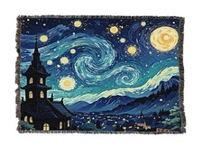 Cosmic Night Tapestry Throw Blanket Woven from Cotton - Made in The USA (54x62)