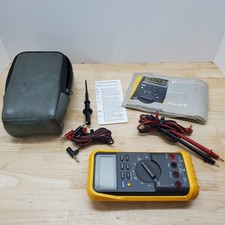 Fluke 87 True RMS Industrial Digital Multimeter W/ Manual Probes & Case Tested 